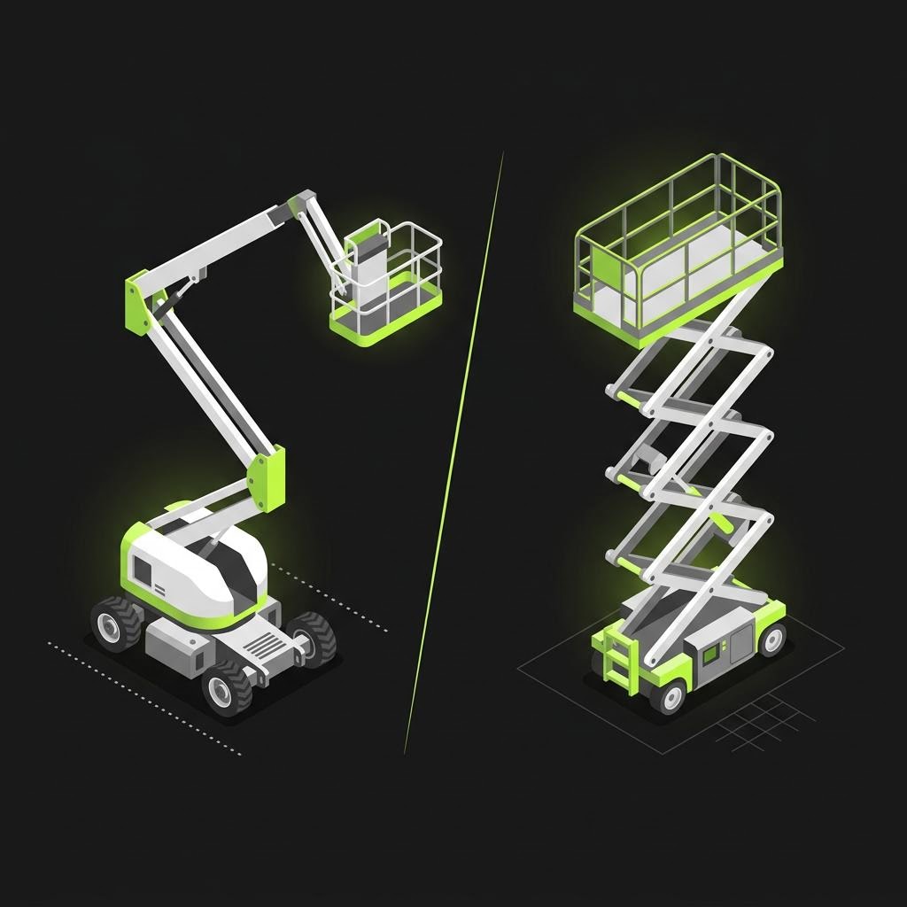 Boom Lift vs Scissor Lift illustration