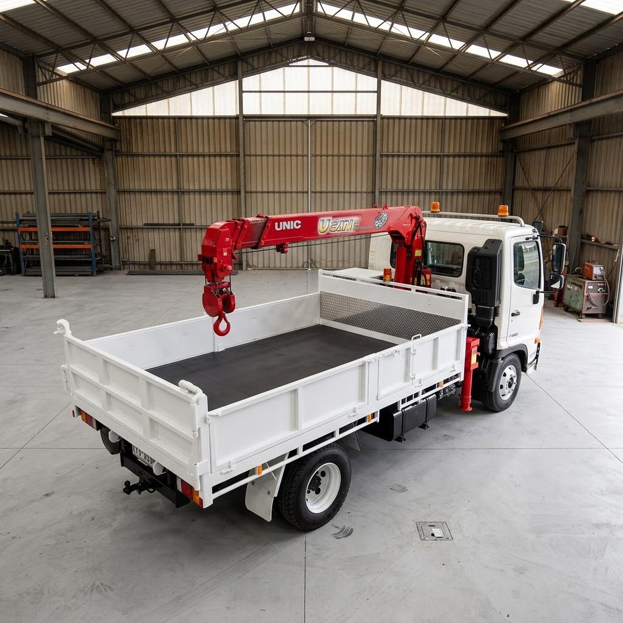 Hino FC 500 crane tipper side profile and equipment storage