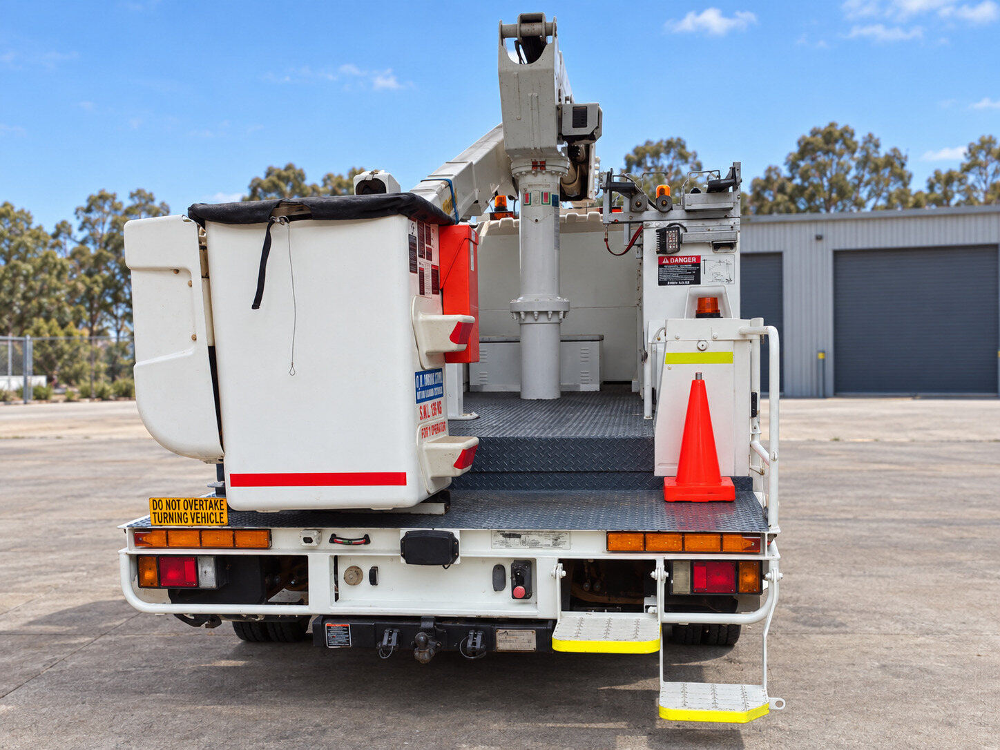 Altec AT37G truck-mounted boom and bucket rear view