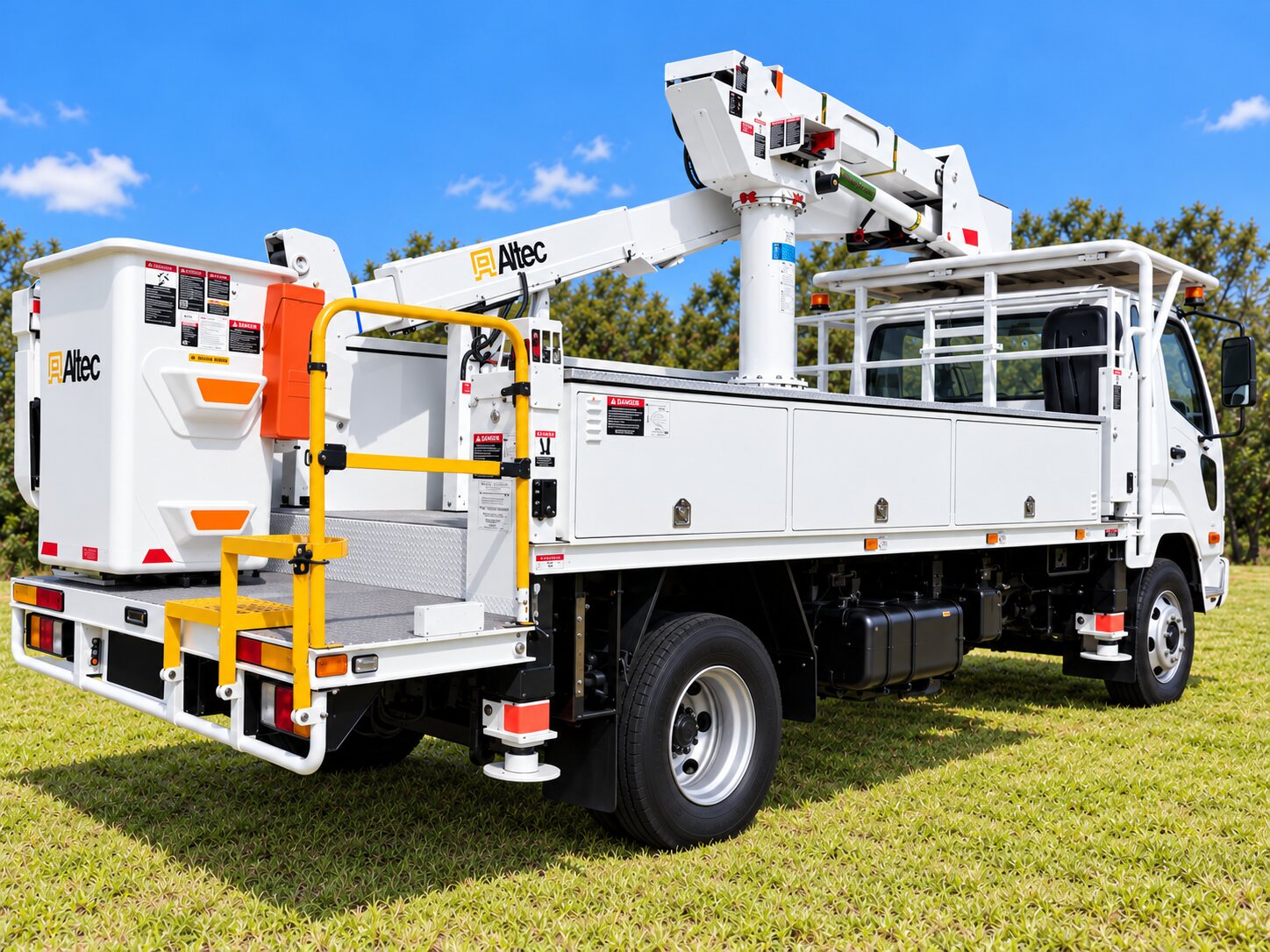 Mitsubishi Fuso Altec AT375 EWP truck front three-quarter view